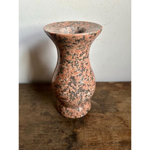 Vintage Plum Rose Solid Granite VaseMemorial Vase